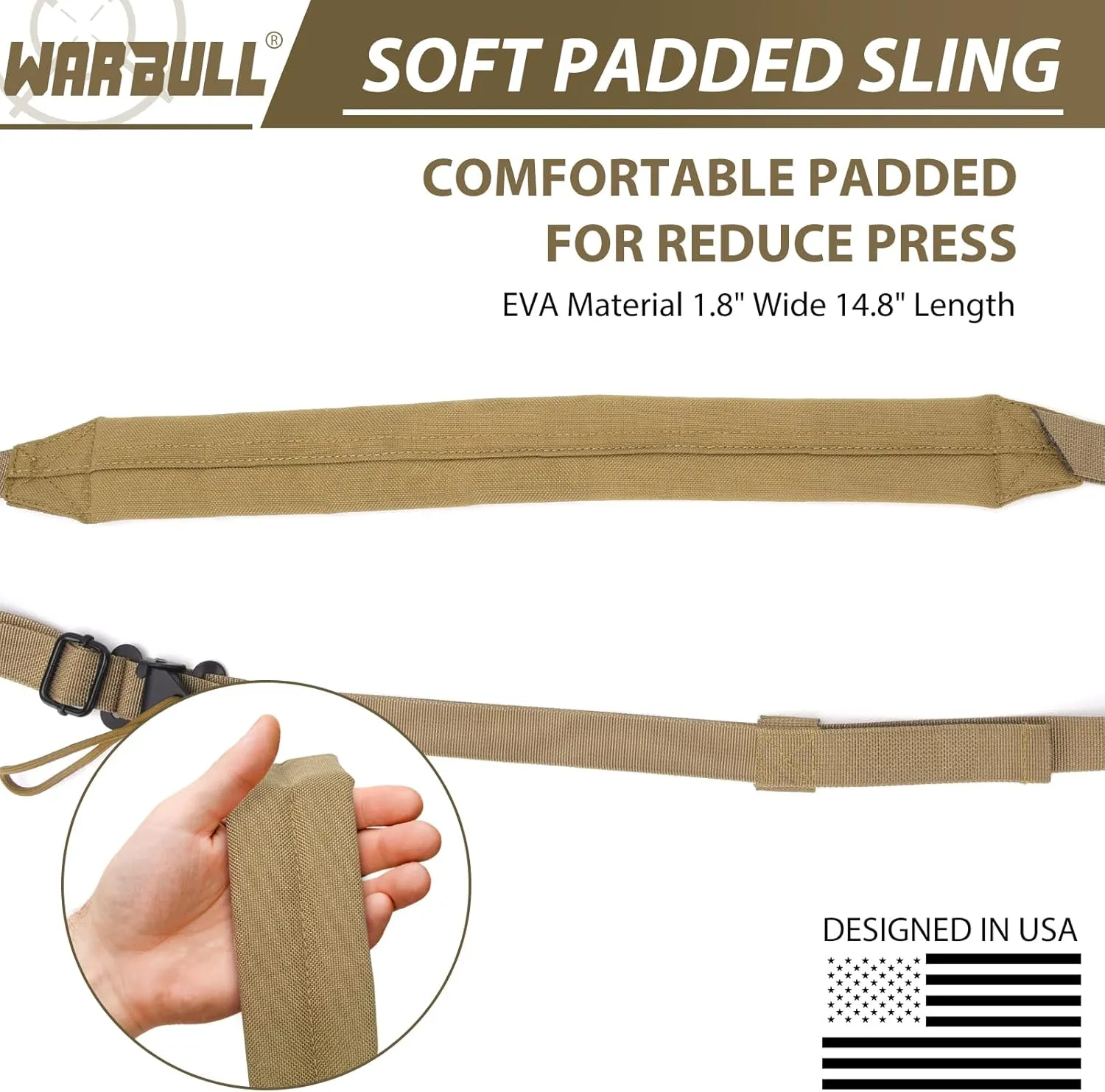 WarBull 2 Point Rifle Sling, Quick Adjust Gun Sling with HK Hook, Soft Shoulder Pad Traditional Sling for Rifle Shotgun Camera Crossbow Hunting Shooting and Outdoor Sports with Keychain Gift