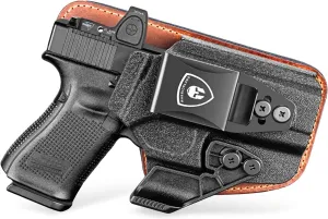 WARRIORLAND IWB Hybrid Holster Compatible with Glock 17/19/22/23 Gen 3-5, Glock 31/32 Gen 3-4, Glock 19X/44/45, Concealed Carry Polymer & Leather Holster with Claw/Optics Cut Ready, Right Hand