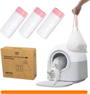 Waste Bags(60 Count) for Self-Cleaning Litter Box Automatic Electronic Hands-Free Smart Robot self Cleaning Litter Box Liner- Safe Anti-Pinch, Odor Control,for Multiple Cats