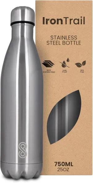 Water Bottle 25 Oz Stainless Steel, Double Wall & Vacuum Insulated, Sports Water Bottle Keep Cold for Upto 15 Hours and Hot for Upto 12 Hours | Pack of 1 (Silver)
