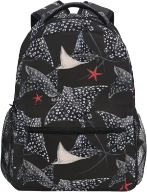 Watercolor Stingray Fish Boys Girls Kids School Backpacks Bookbag, School Bag Travel Backpack Daypack