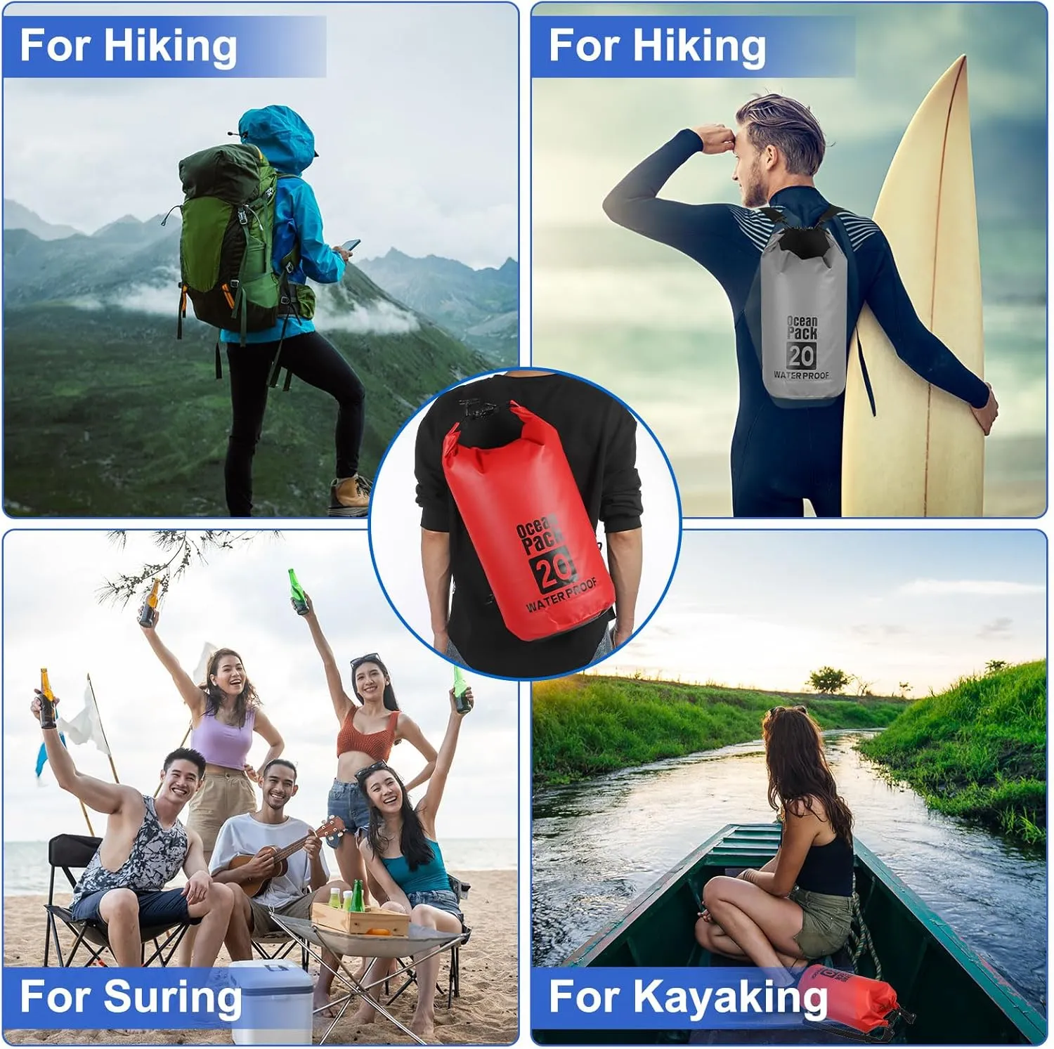 Waterproof Dry Bag, 30L Fit for Women Men Water Proof Bags Lightweight Dry Storage Floating Backpack with Whistle for Travel Backpacking Boating Kayaking Camping (Orange)