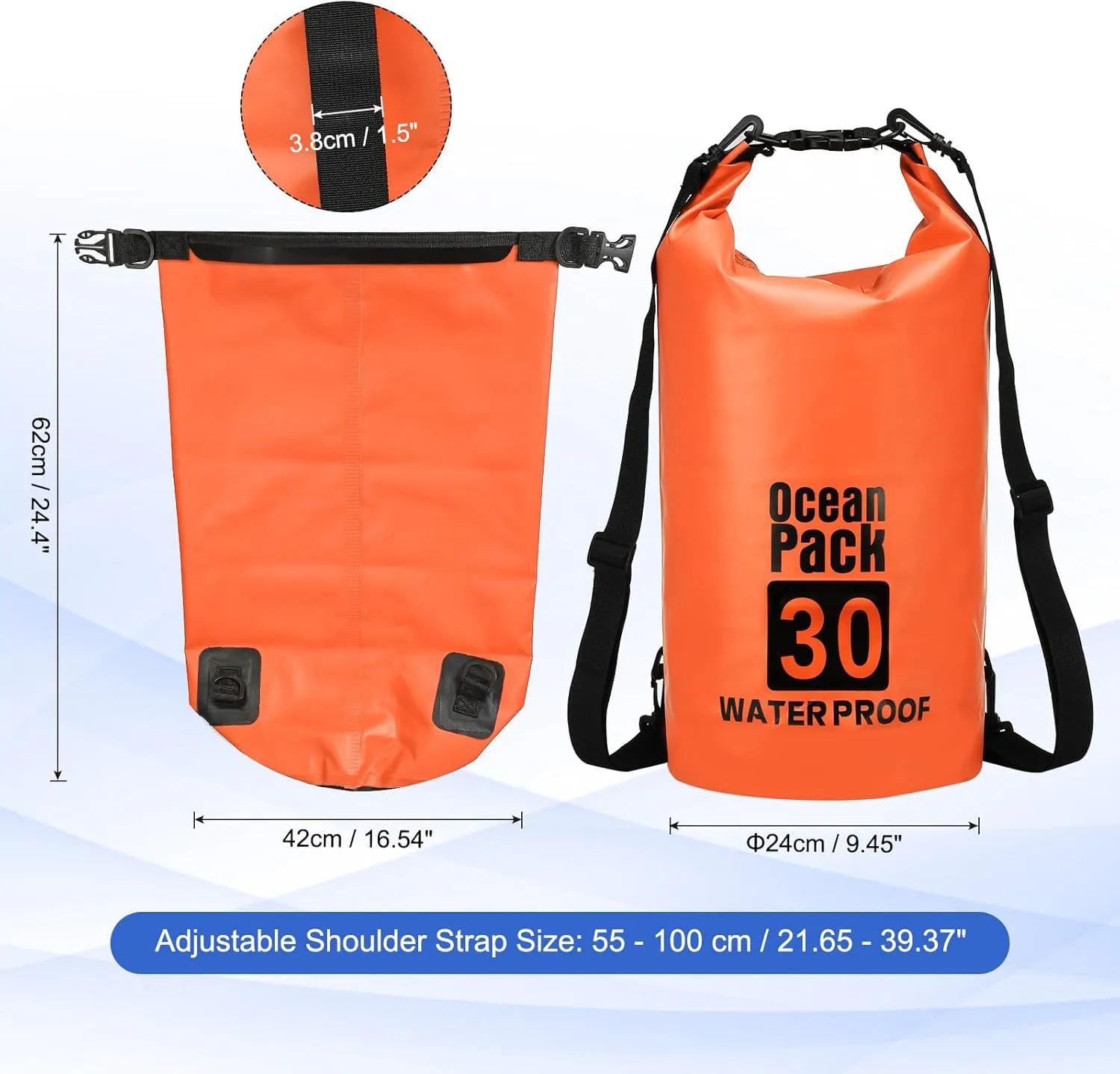 Waterproof Dry Bag, 30L Fit for Women Men Water Proof Bags Lightweight Dry Storage Floating Backpack with Whistle for Travel Backpacking Boating Kayaking Camping (Orange)