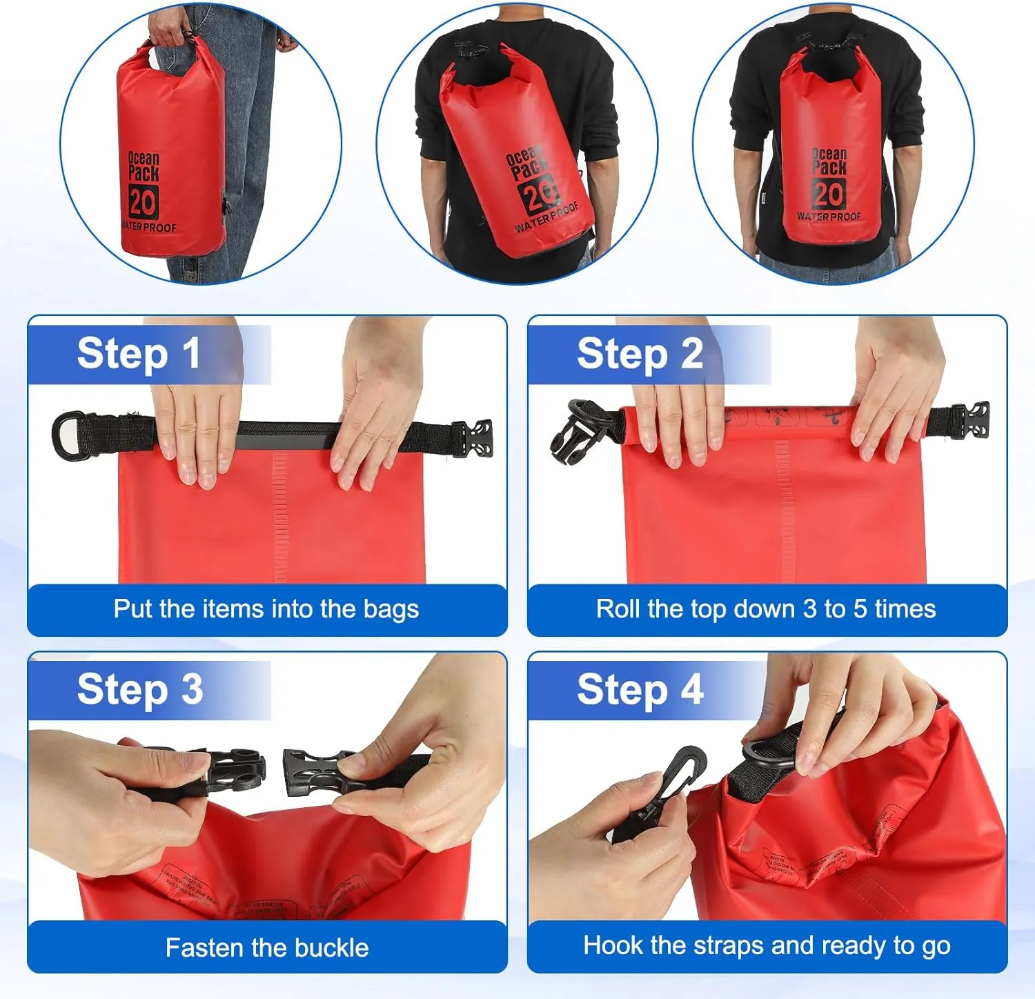 Waterproof Dry Bag, 30L Fit for Women Men Water Proof Bags Lightweight Dry Storage Floating Backpack with Whistle for Travel Backpacking Boating Kayaking Camping (Orange)