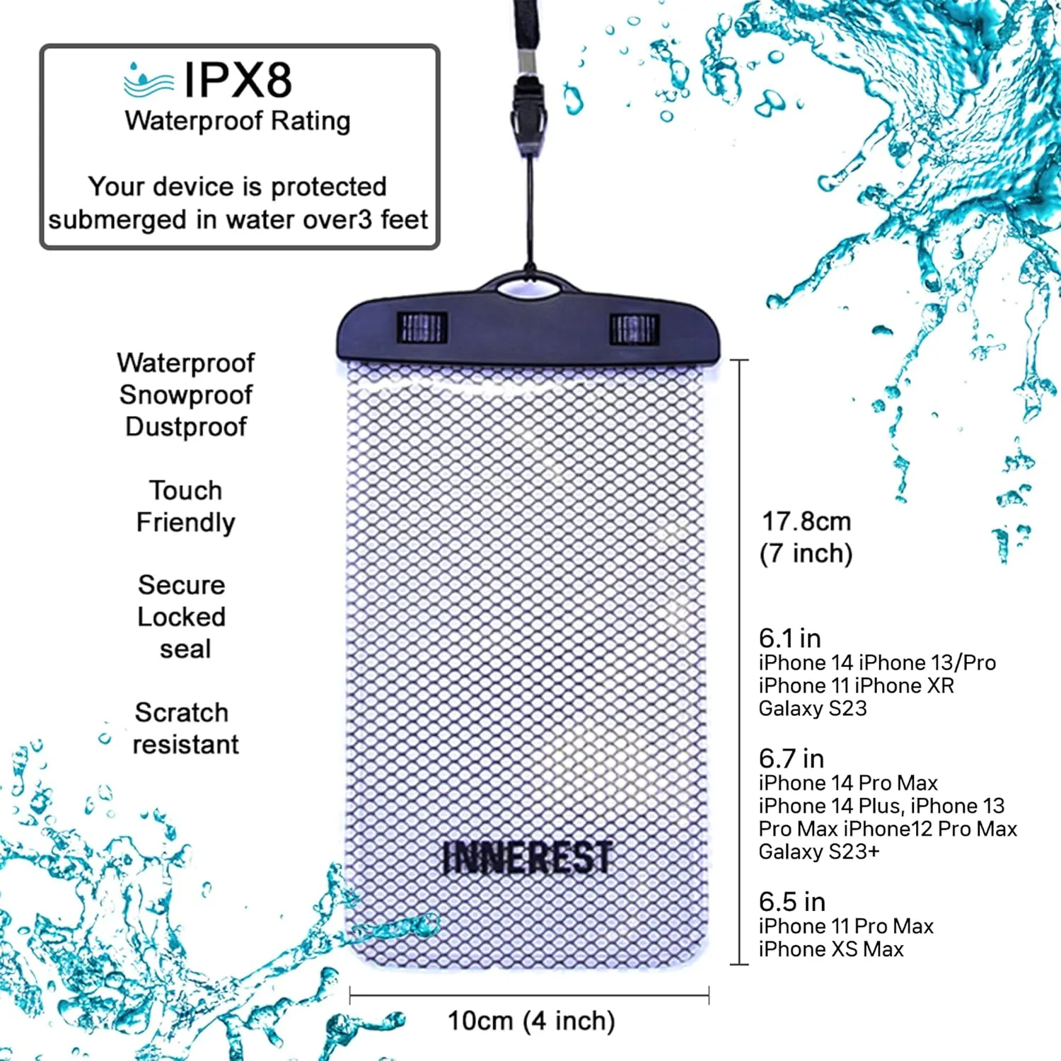Waterproof Dry Bag Lightweight Sack for Outdoor Water Recreation Beach Boating Camping Fishing Kayaking with a Waterproof phone pouch (Glossy Red, 10L)