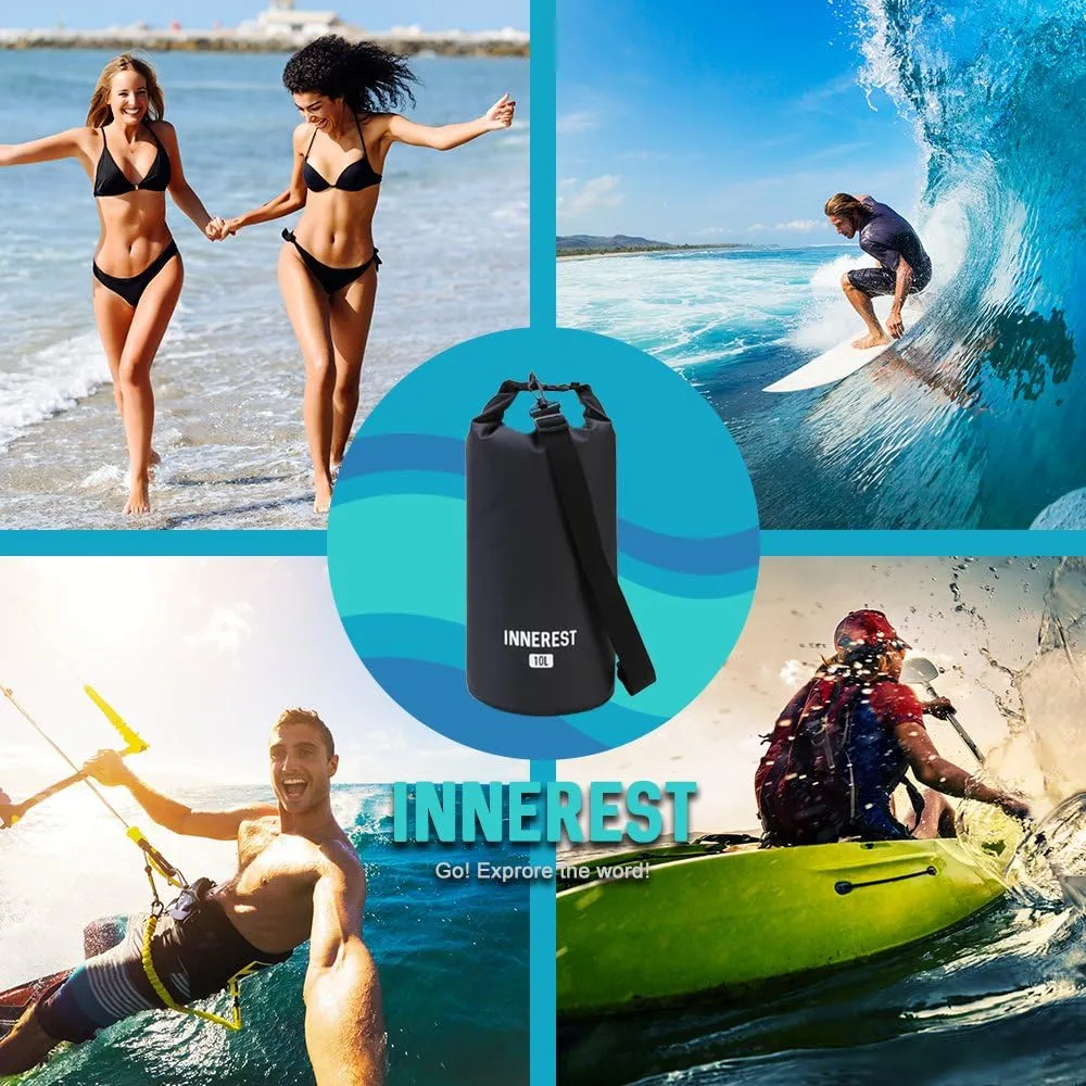 Waterproof Dry Bag Lightweight Sack for Outdoor Water Recreation Beach Boating Camping Fishing Kayaking with a Waterproof phone pouch (Glossy Red, 10L)