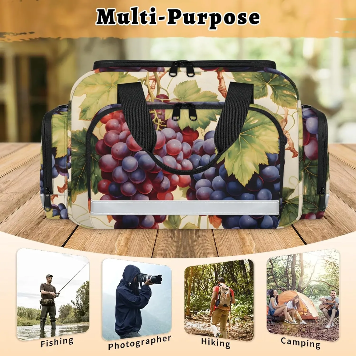 Waterproof Tactical Duffle Bag 25" Carry On Bag for EMT Tear-Resistant Gym Bag with Multi-Pocket & OSHA Reflective Travel Bags for Men Women Attractive Grapes