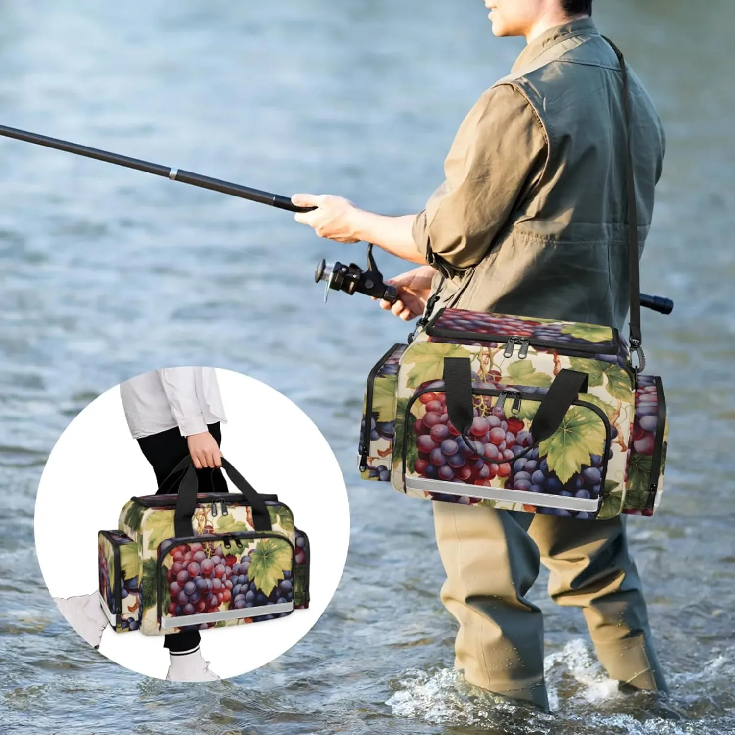 Waterproof Tactical Duffle Bag 25" Carry On Bag for EMT Tear-Resistant Gym Bag with Multi-Pocket & OSHA Reflective Travel Bags for Men Women Attractive Grapes