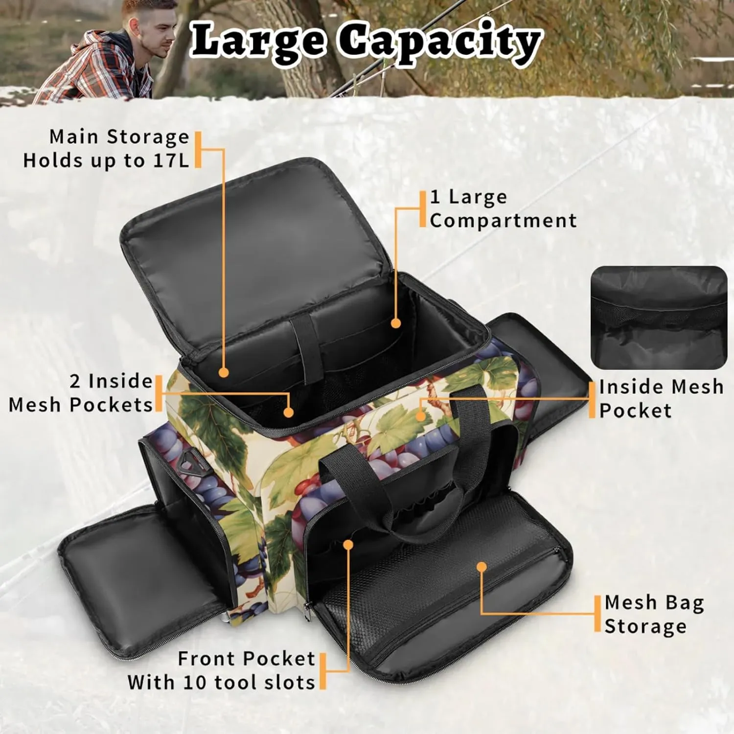 Waterproof Tactical Duffle Bag 25" Carry On Bag for EMT Tear-Resistant Gym Bag with Multi-Pocket & OSHA Reflective Travel Bags for Men Women Attractive Grapes