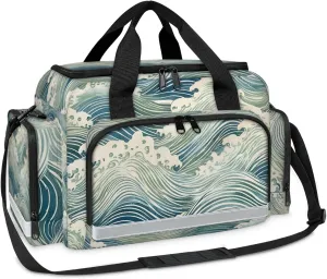 Waterproof Tactical Duffle Bag 25" Carry On Bag for EMT Tear-Resistant Gym Bag with Multi-Pocket & OSHA Reflective Travel Bags for Men Women Ocean Water Theme