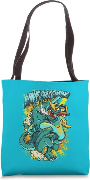 Wave incoming - Monster with inflatable duck and snorkel Tote Bag