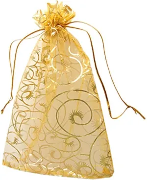 Wedding Favors - 100pcs Gold Organza Bags, 5''x7'', Party & Candy Bags