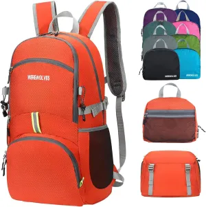 WEREWOLVES 35L Ultralight Hiking Backpack, Lightweight Foldable Water Resistant Outdoor Sports Travel Daypack for Women Men (orange, 35L)