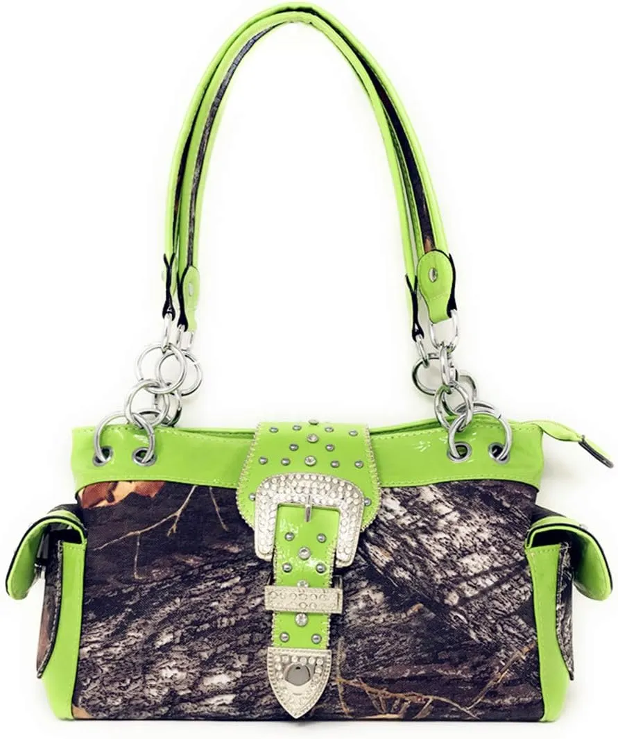 Western Concealed Carry Gun Belt Buckle Purse Camouflage Handbag Camo W Matching Wallet