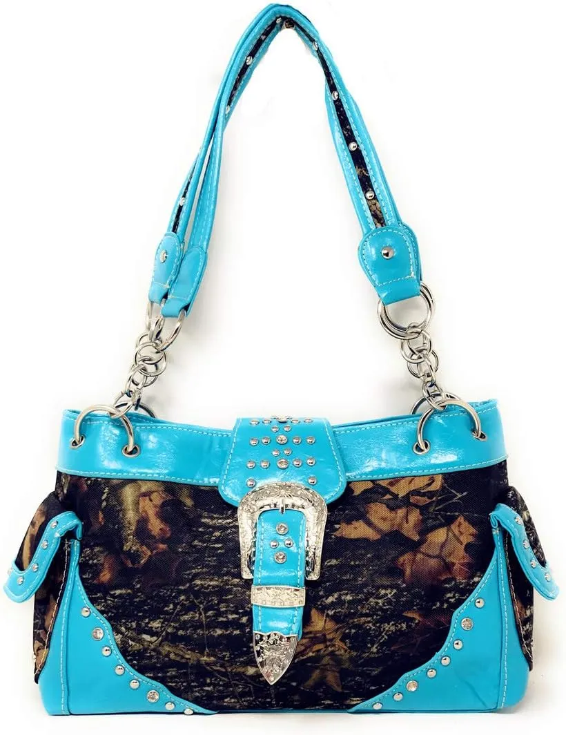 Western Concealed Carry Gun Belt Buckle Purse Camouflage Handbag Camo W Matching Wallet
