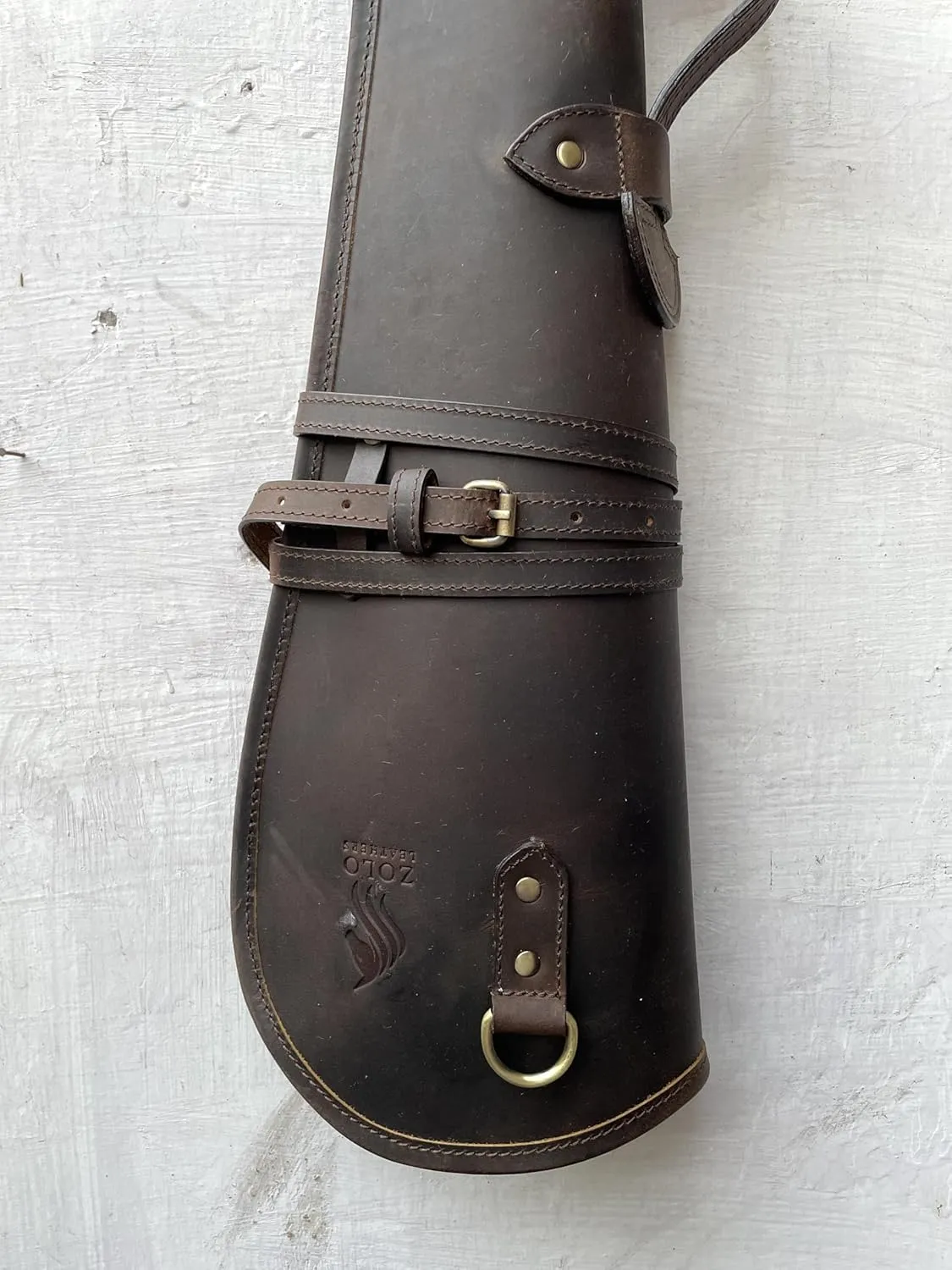 Western hardwax Leather Shooting gun cover shotgun case leather rifle scabbard with adjustable shoulder strap