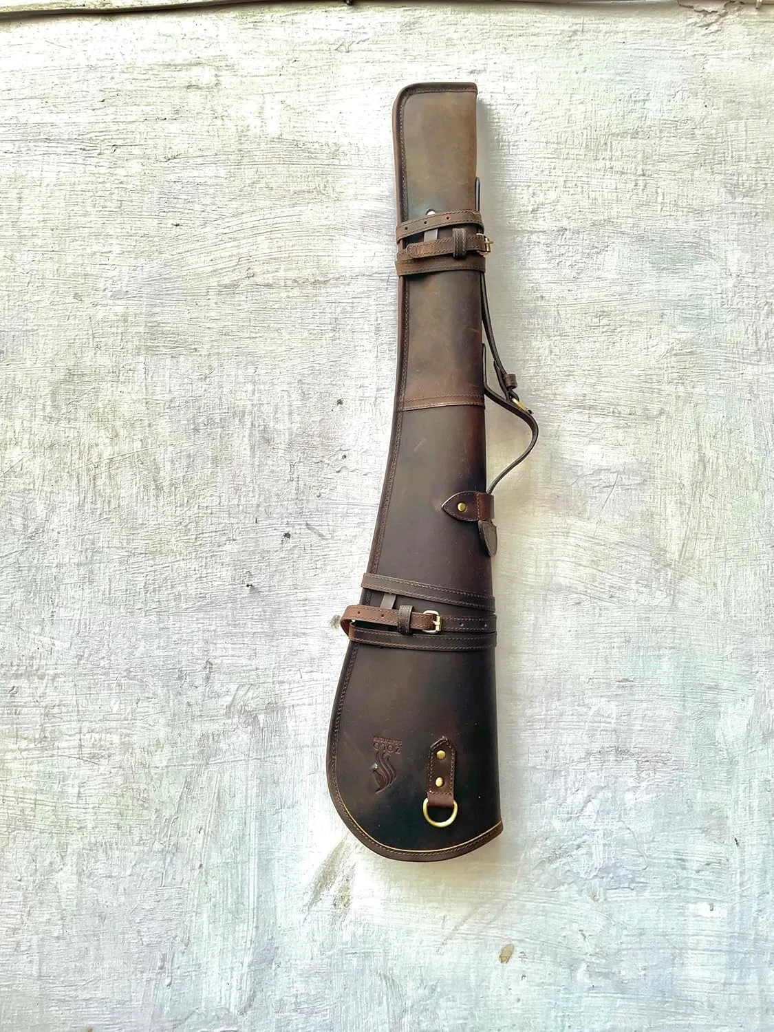 Western hardwax Leather Shooting gun cover shotgun case leather rifle scabbard with adjustable shoulder strap