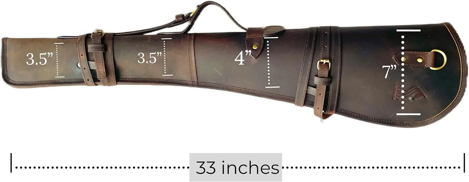 Western hardwax Leather Shooting gun cover shotgun case leather rifle scabbard with adjustable shoulder strap