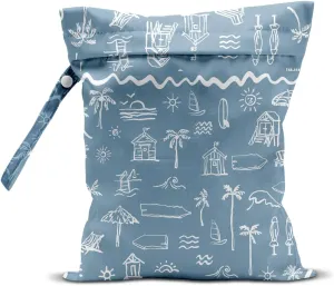 Wet Bag for Swimsuit Pool Travel Baby Cloth Diapers Dirty Yoga Gym Clothes Beach Bags Summer Gifts for Women Men Beach Vacation Essentials Costal Blue Waterproof Wet Dry Bag Travel Laundry Bags