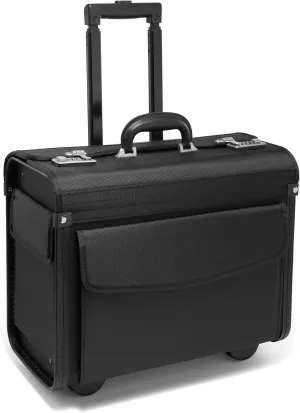 Wheeled Catalog Pilot Case Business 16" Laptop 1680D Nylon Flight Briefcase Bag