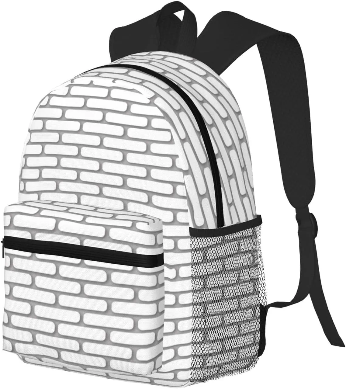 White Brick Pattern Backpack, Travel Laptop Backpack Computer Bag Rucksack for Men Women Business Work Fits 15.6 Inch Notebook