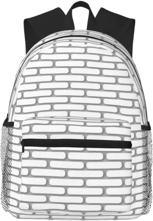 White Brick Pattern Backpack, Travel Laptop Backpack Computer Bag Rucksack for Men Women Business Work Fits 15.6 Inch Notebook
