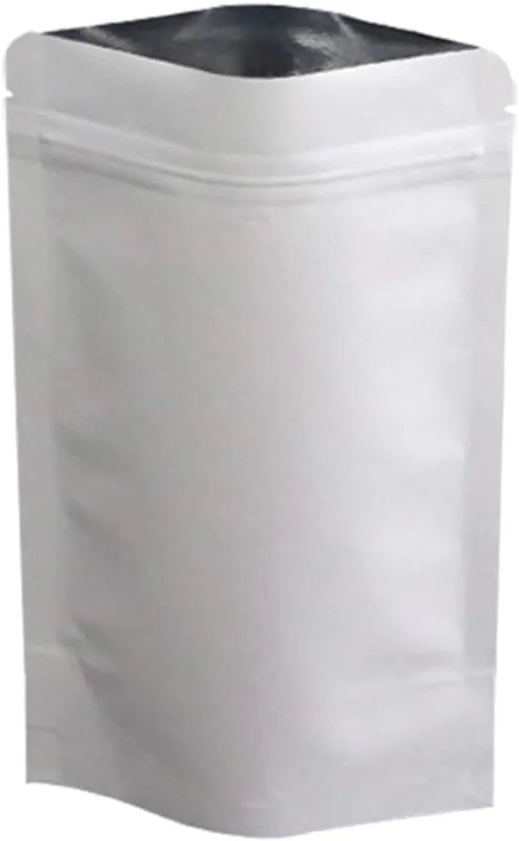 White Kraft Stand Up Pouch Bags Resealable Ziplock Seal Paper Bag Food Storage Bags 50pcs 5.1" x 7.2"