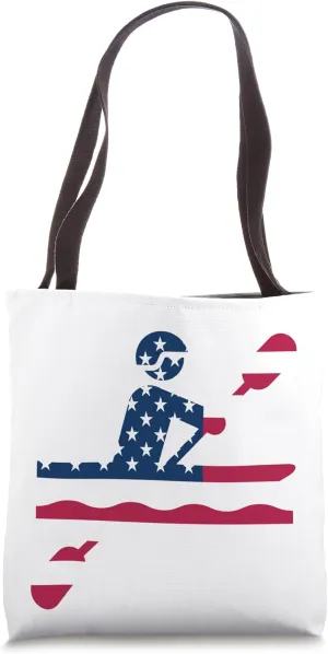 Whitewater Rafting American Flag Silhouette Tote Bag