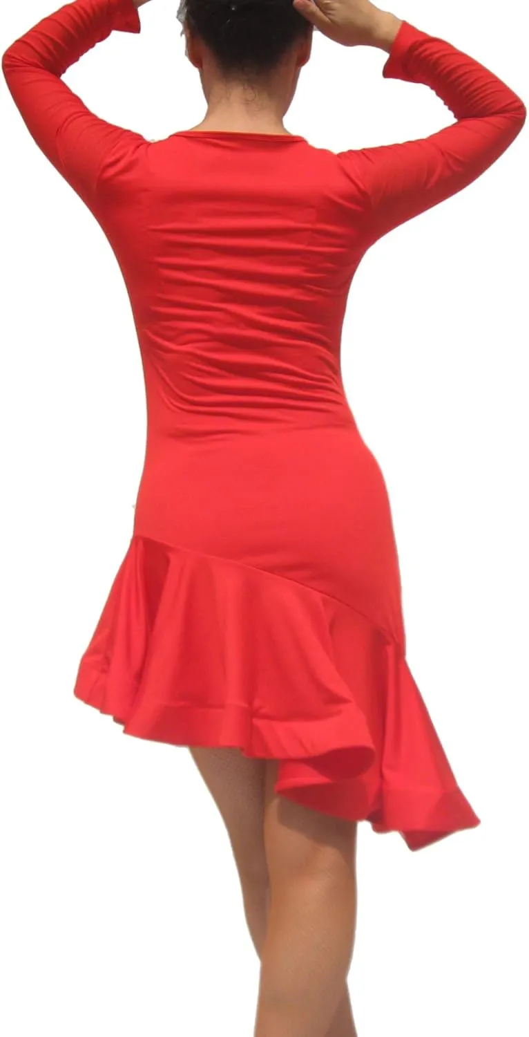 Whitewed Short Sleeves Mesh Yoke Latin Rhythm Tango Salsa Dance Dresses Costumes
