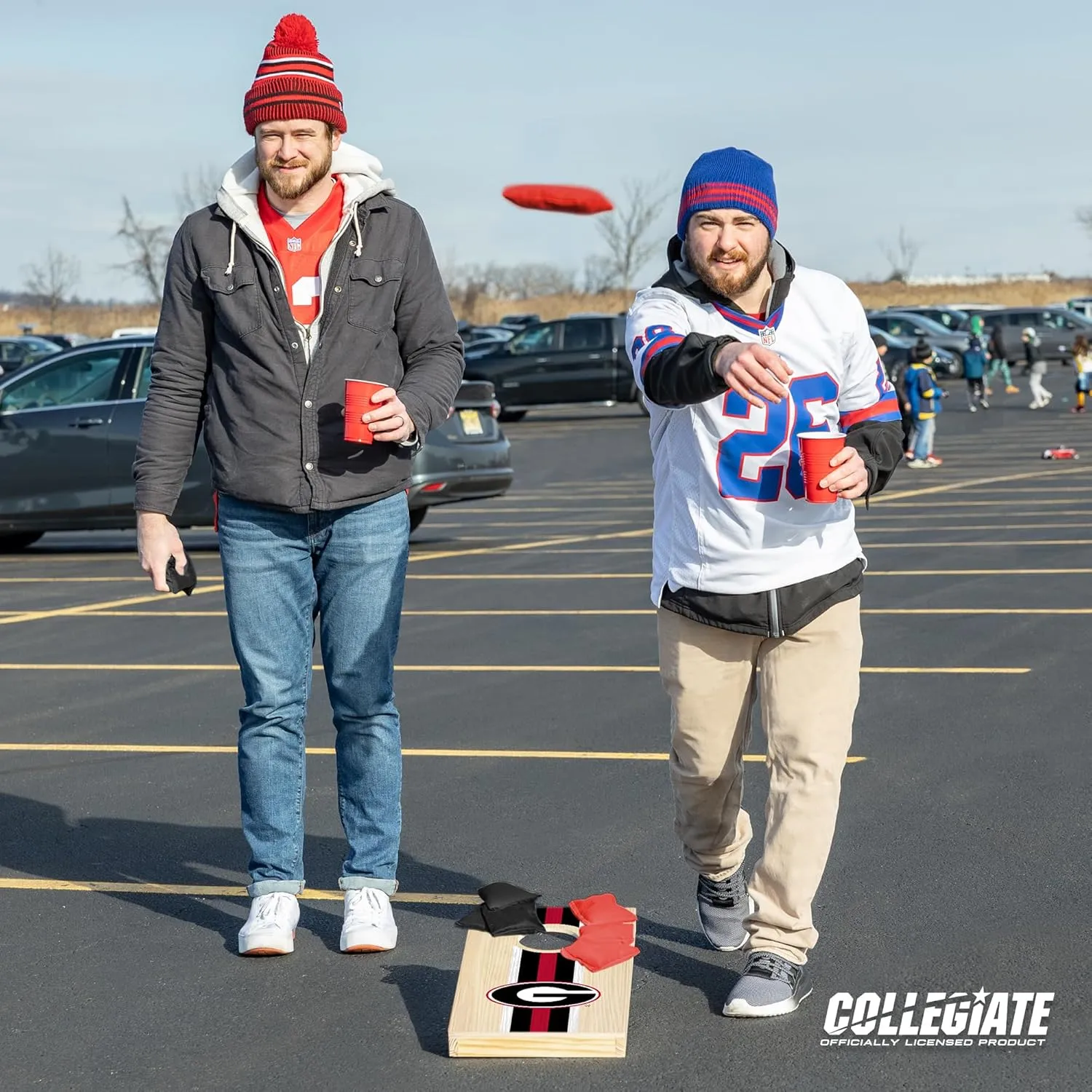 Wild Sports College Portable Size 1' x 2' Solid Wood Cornhole Set with Direct Print HD Team Graphics – Travel Size