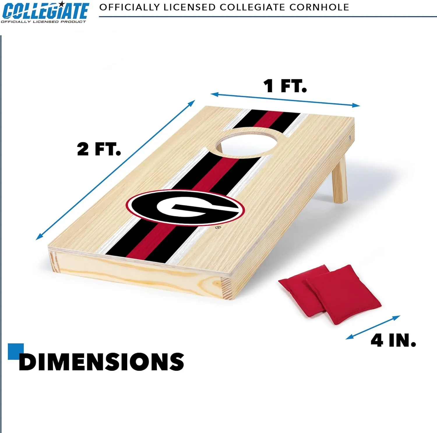 Wild Sports College Portable Size 1' x 2' Solid Wood Cornhole Set with Direct Print HD Team Graphics – Travel Size