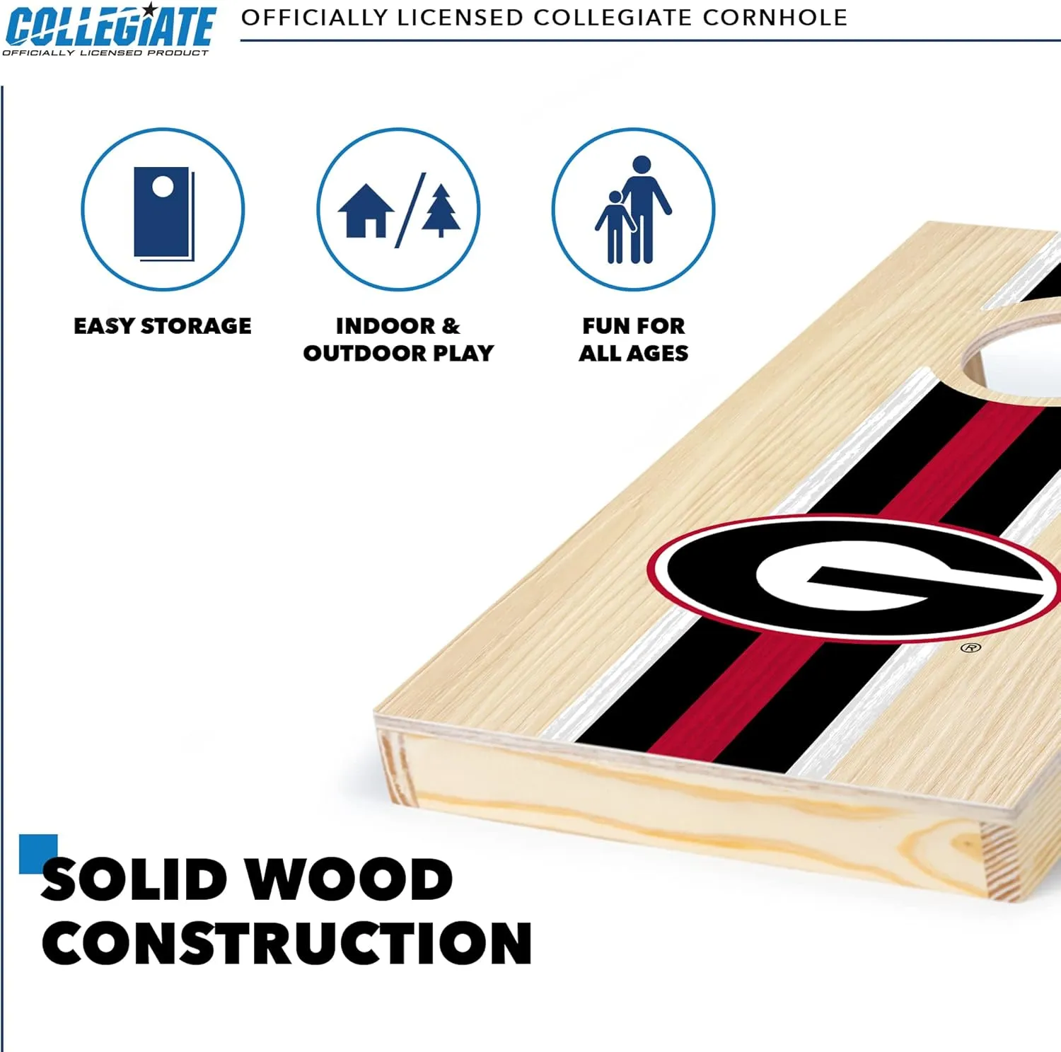 Wild Sports College Portable Size 1' x 2' Solid Wood Cornhole Set with Direct Print HD Team Graphics – Travel Size