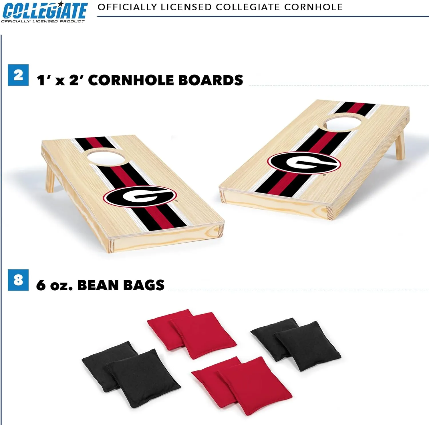 Wild Sports College Portable Size 1' x 2' Solid Wood Cornhole Set with Direct Print HD Team Graphics – Travel Size