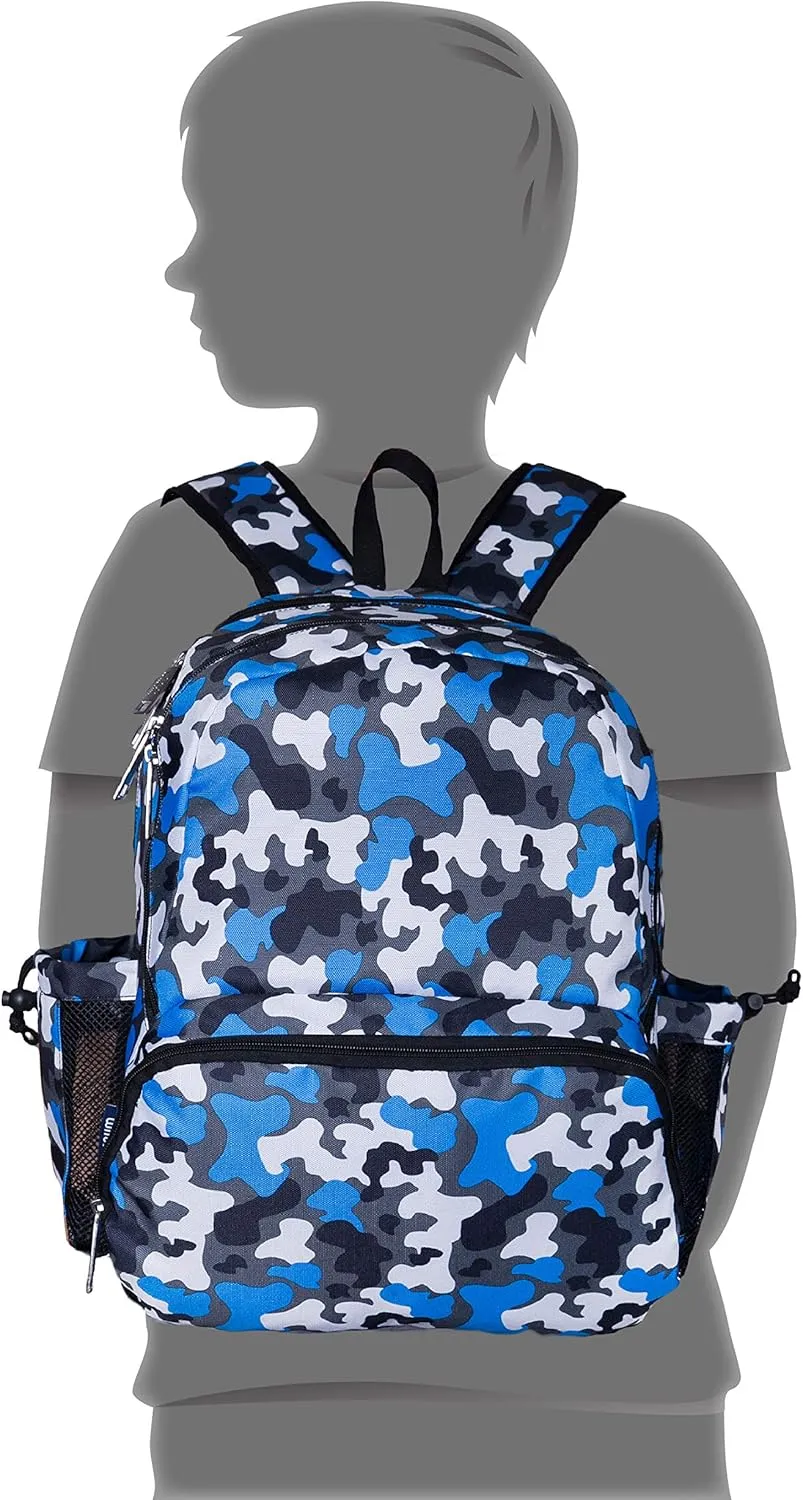 Wildkin 17-inch Kids Backpack – Durable, Lightweight School Bag for Boys & Girls - Blue Camo
