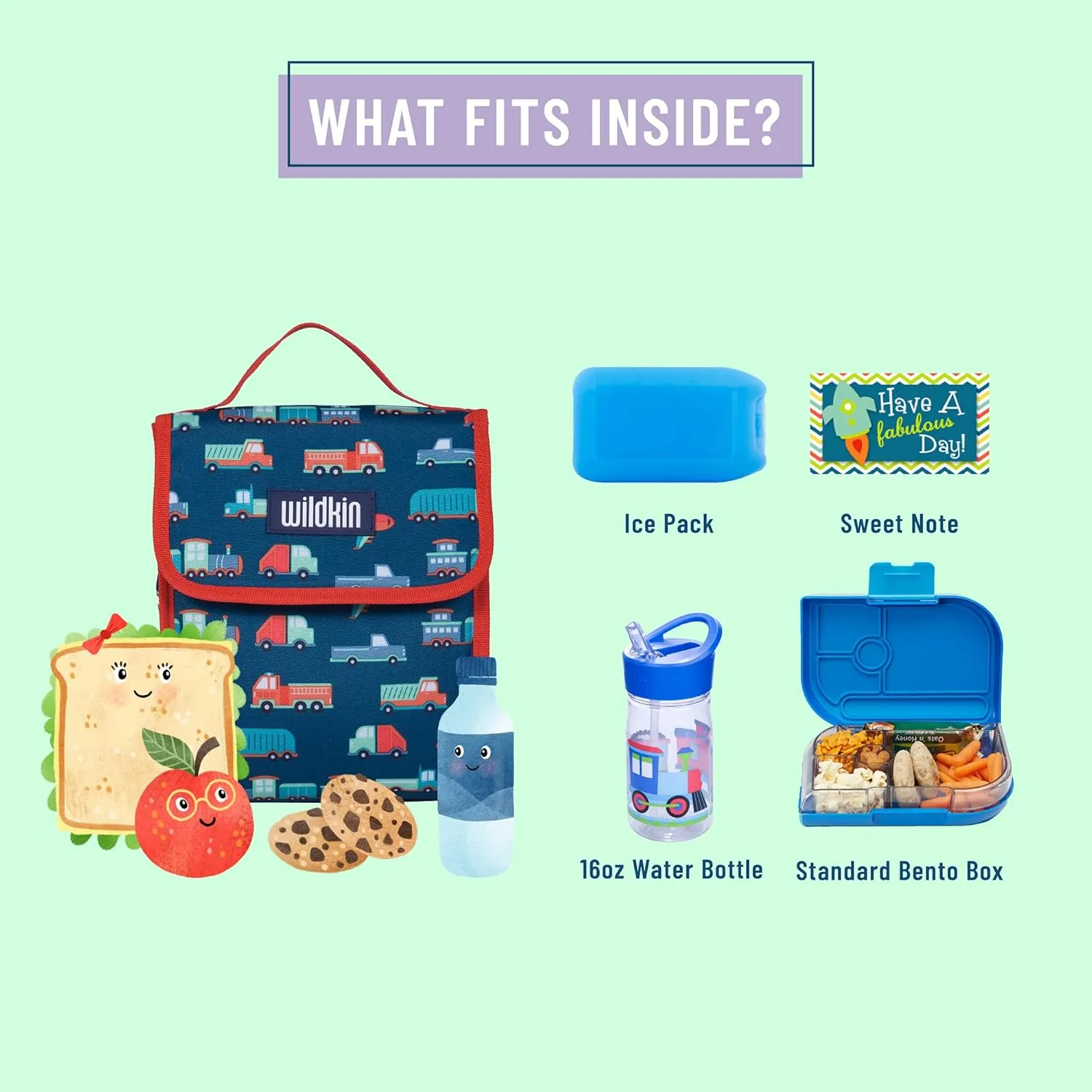 Wildkin Kids Insulated Lunch Bag – Reusable, Ideal for Hot/Cold Snacks, School & Travel - Transportation