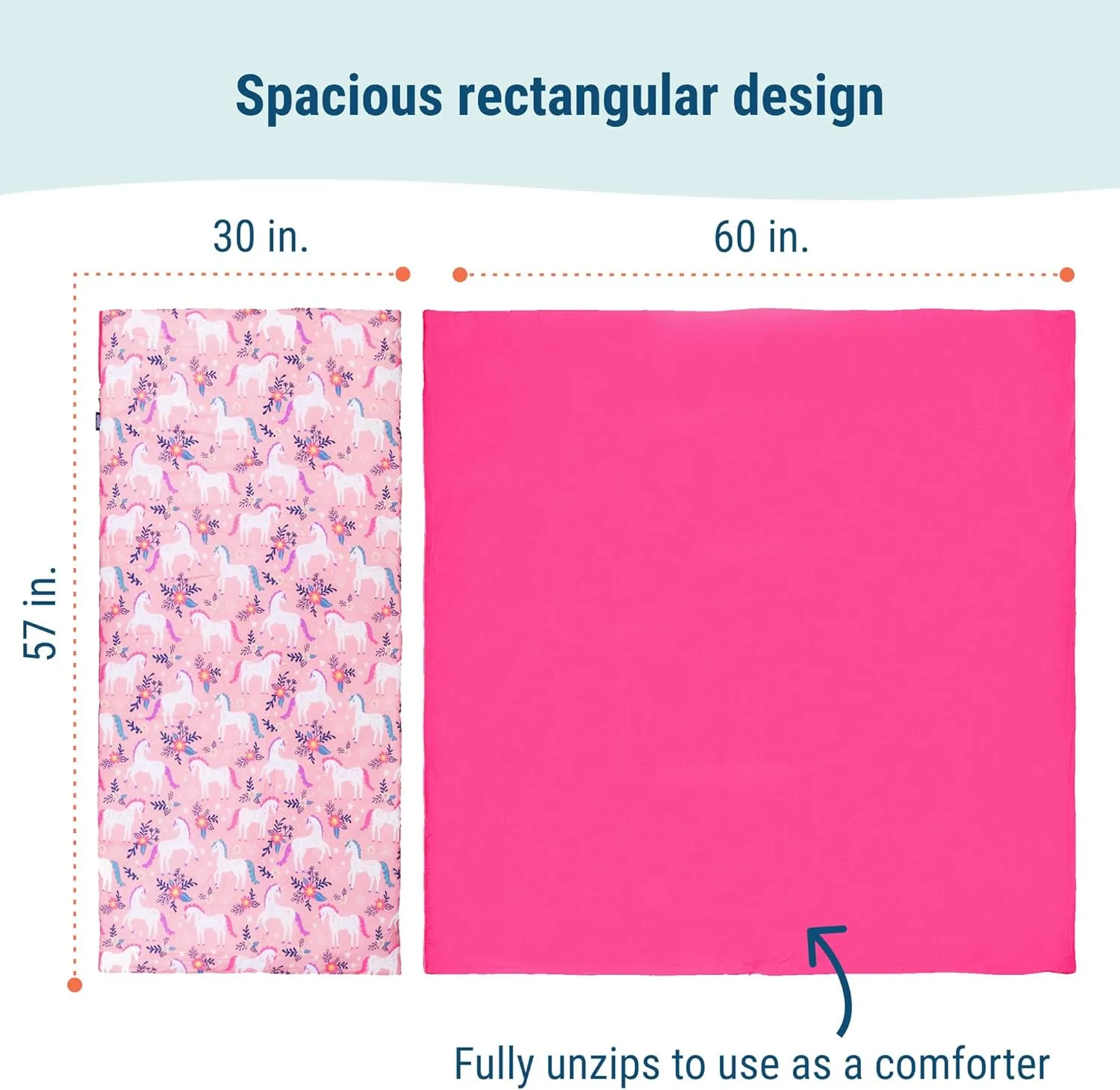 Wildkin Kids Sleeping Bag – Roll-Up Design with Storage Bag for School, Travel & Camping - Magical Unicorns