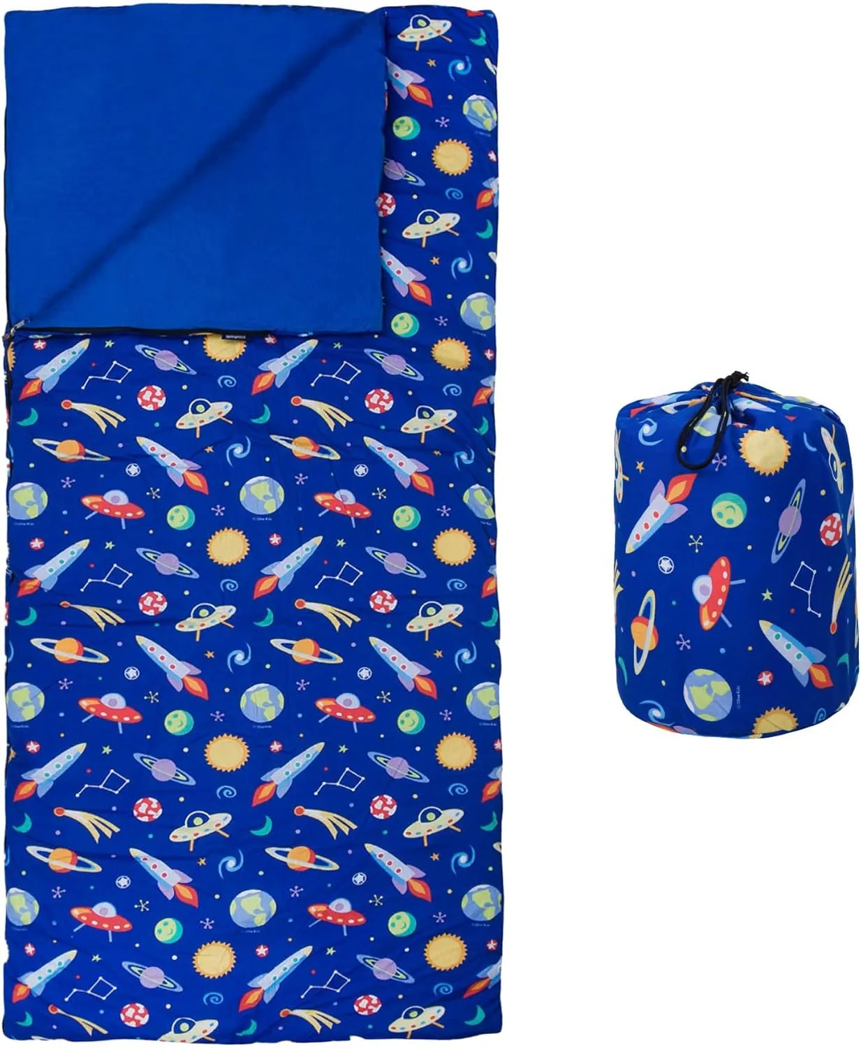 Wildkin Kids Sleeping Bag – Roll-Up Design with Storage Bag for School, Travel & Camping - Out of This World