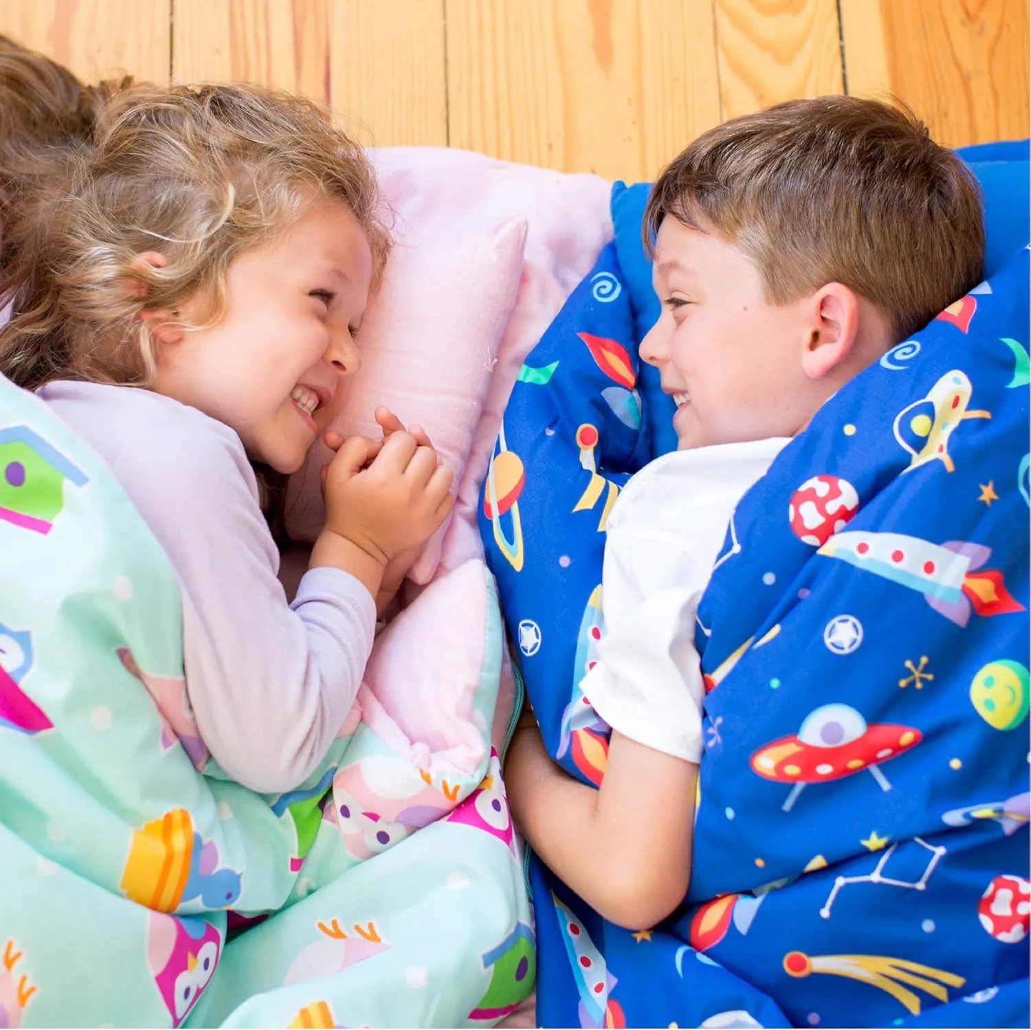 Wildkin Kids Sleeping Bag – Roll-Up Design with Storage Bag for School, Travel & Camping - Out of This World