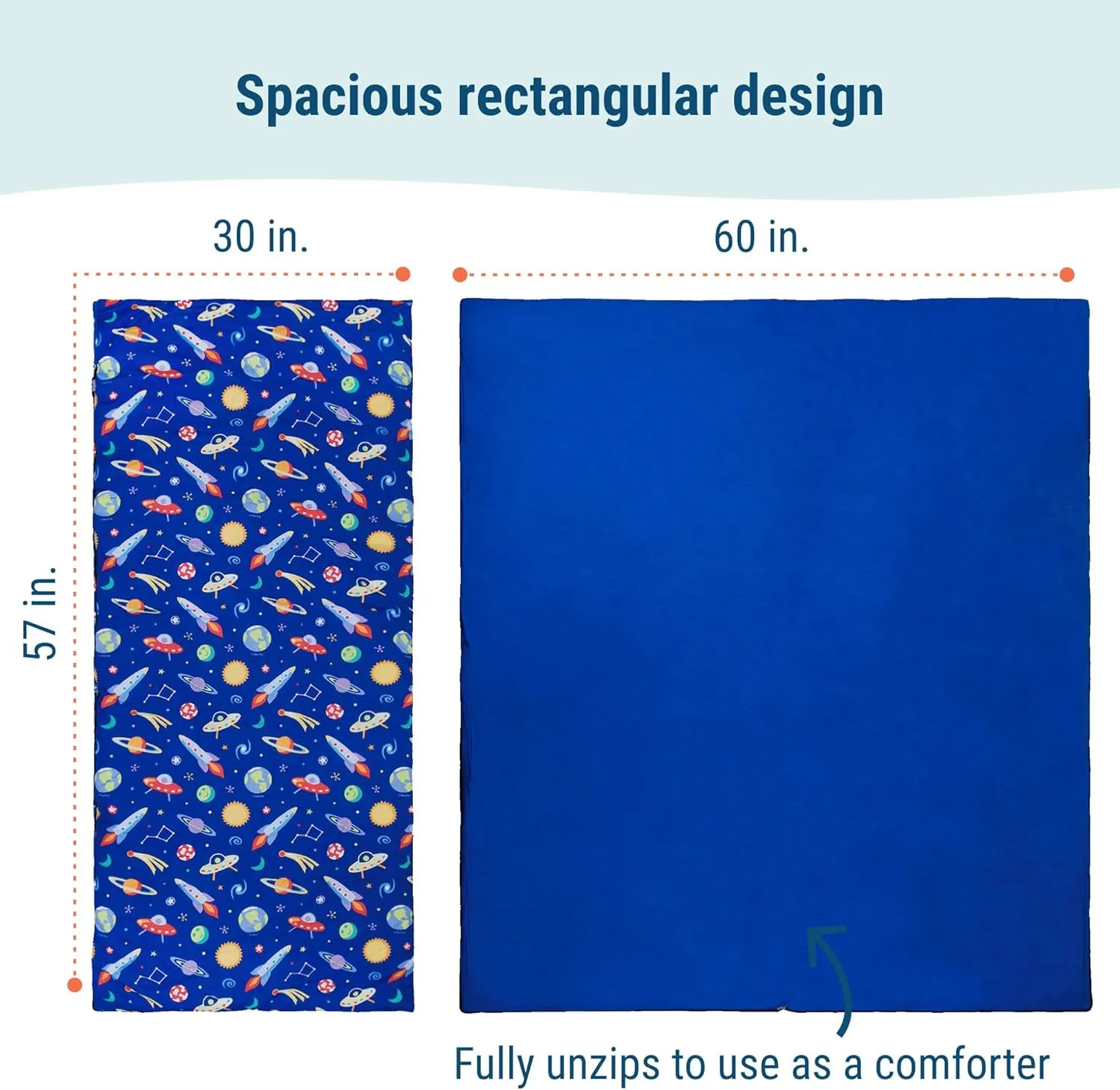 Wildkin Kids Sleeping Bag – Roll-Up Design with Storage Bag for School, Travel & Camping - Out of This World