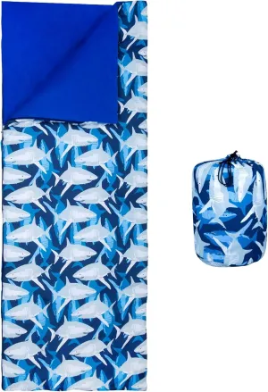 Wildkin Kids Sleeping Bag – Roll-Up Design with Storage Bag for School, Travel & Camping - Sharks