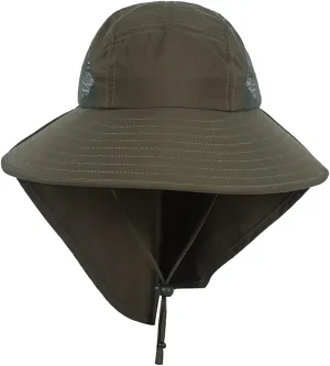 Windproof Fishing Hiking Hats Wide Brim UV Protection Sun Cap Outdoor Bucket Mesh Boonie Hat for Women Men