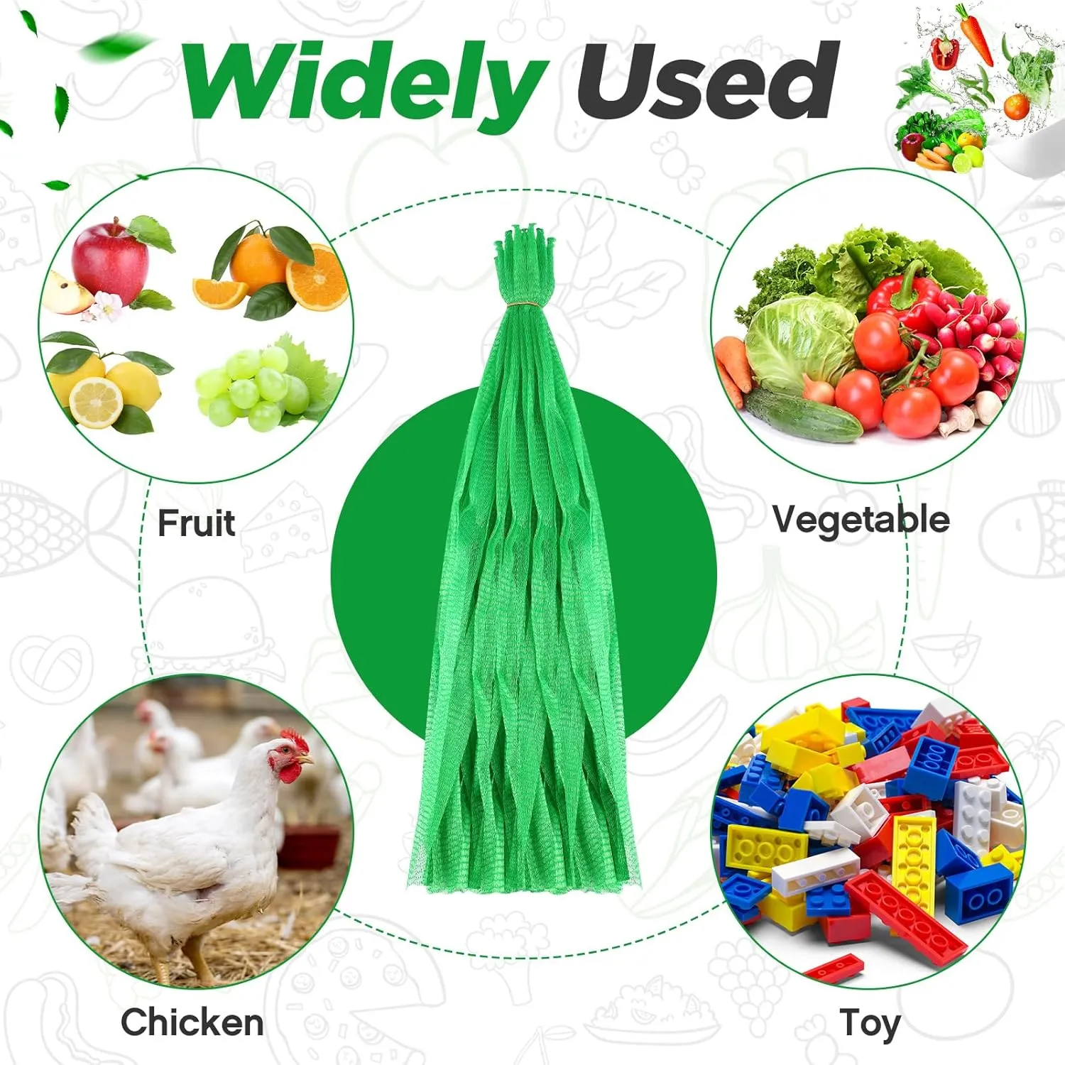 Windyun 1500 Pcs Reusable Mesh Nylon Netting Bulk, Fits Storage Egg Vegetable Seafood Fruits Bags Grocery Bags (Green)