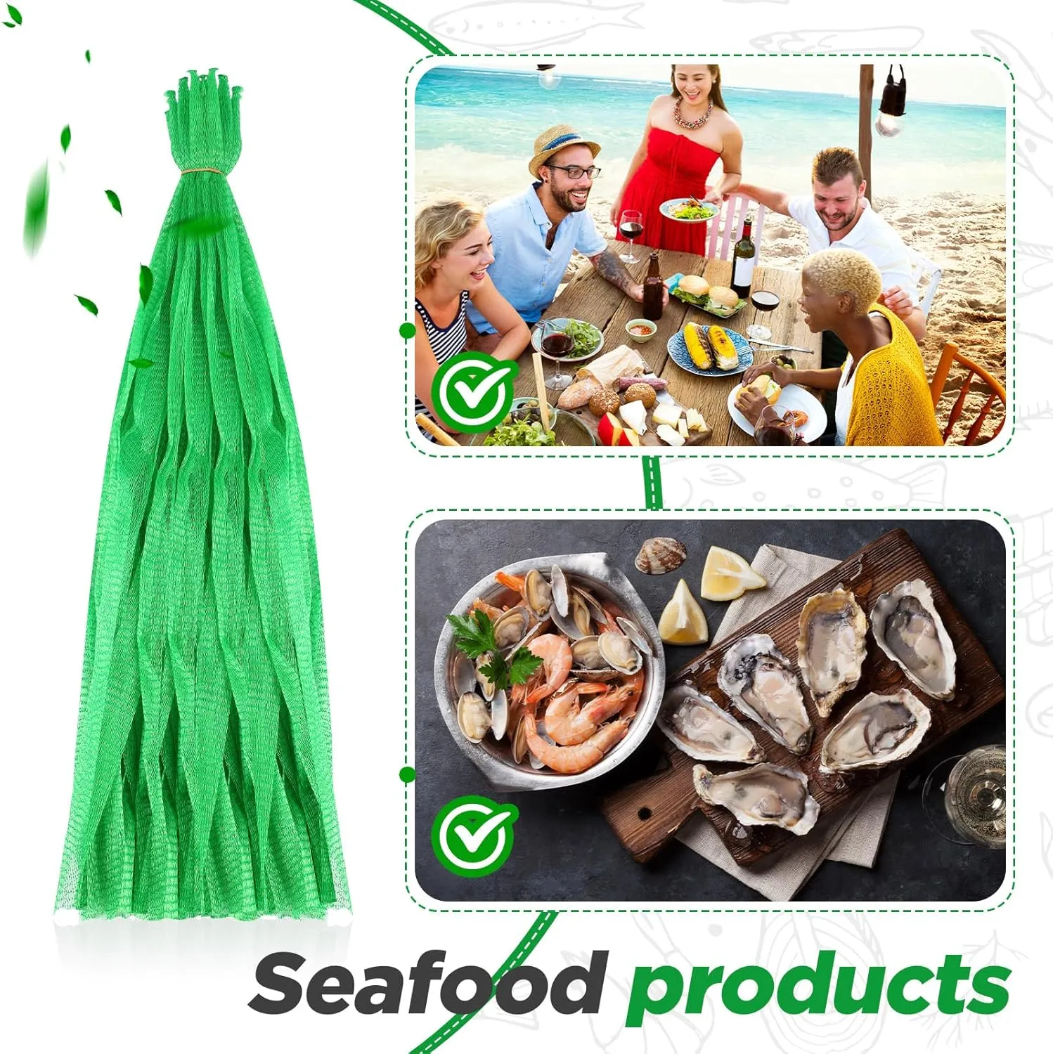 Windyun 1500 Pcs Reusable Mesh Nylon Netting Bulk, Fits Storage Egg Vegetable Seafood Fruits Bags Grocery Bags (Green)