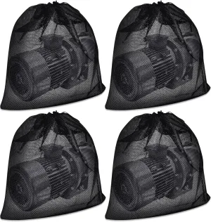 Windyun 4 Pcs 24 x 24 Inch Pump Barrier Bag Large Pump Filter Bag Black Nylon Mesh Pond Filter Media with Drawstring for Aquarium Filtration Biological Outdoor Swimming Pool