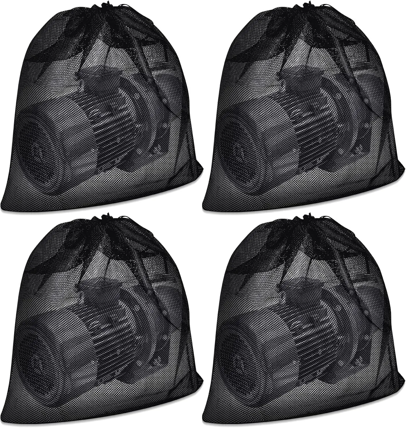 Windyun 4 Pcs 24 x 24 Inch Pump Barrier Bag Large Pump Filter Bag Black Nylon Mesh Pond Filter Media with Drawstring for Aquarium Filtration Biological Outdoor Swimming Pool