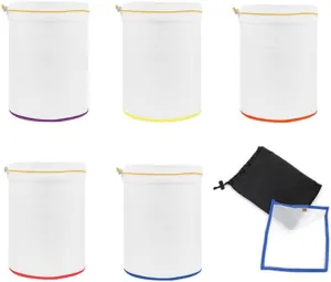Wmool 5-Pack 1/5-Gallon All-Mesh Filter Bags: 5 Color Fine Nylon Mesh Reusable Filter Bag with Pressing Screen & Storage