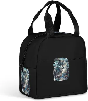 Wolf And Deer Reusable Lunch Bento Box Insulated Portable Handbags for Office Work Picnic for Men Women