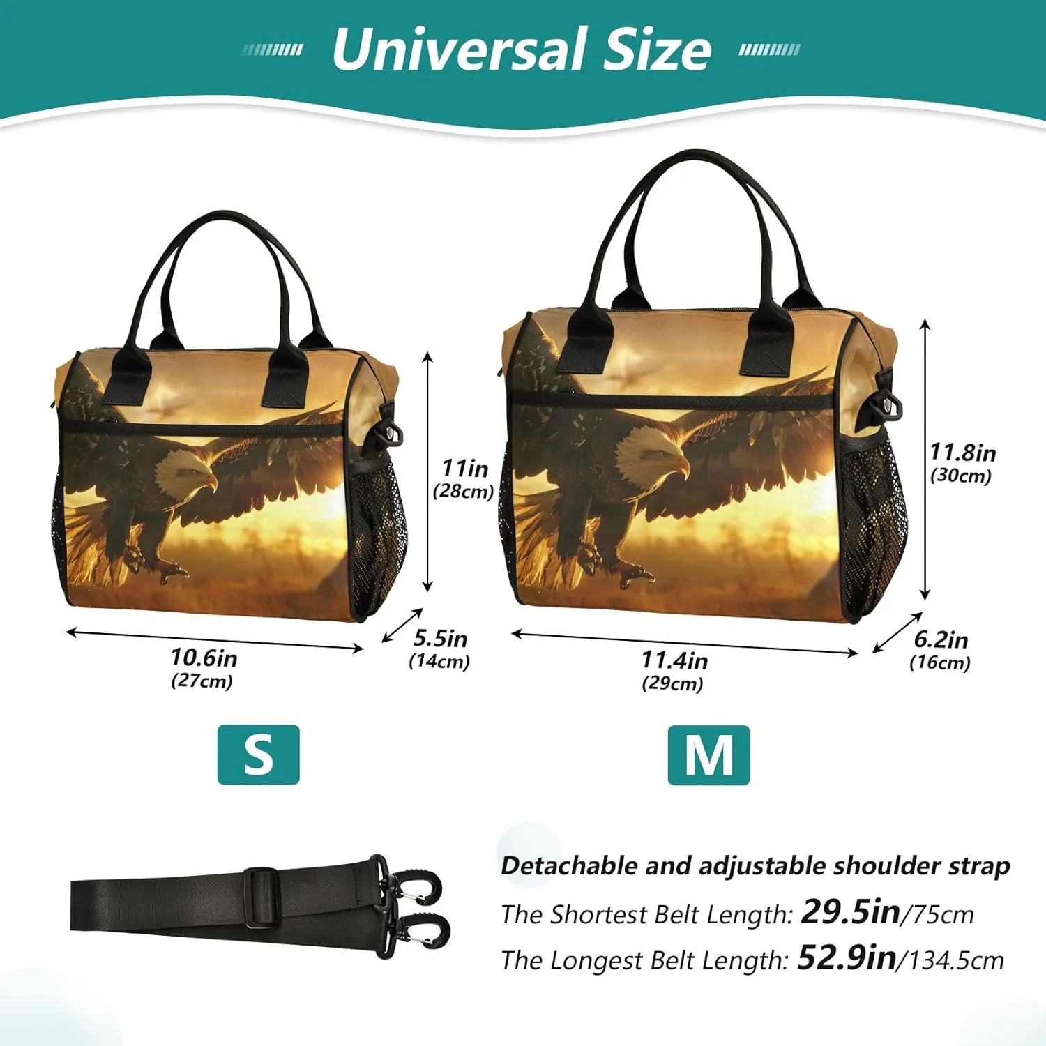 Women Cooler Bags Lunch Bag Reusable Insulated Lunch Bags Falcon Sunset Crossbody with Shoulder Strap Adults S