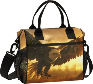 Women Cooler Bags Lunch Bag Reusable Insulated Lunch Bags Falcon Sunset Crossbody with Shoulder Strap Adults S