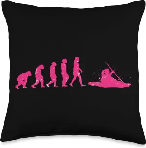 Women Gear Evolution Canoer Paddling Canoe Lover Throw Pillow, 16x16, Multicolor